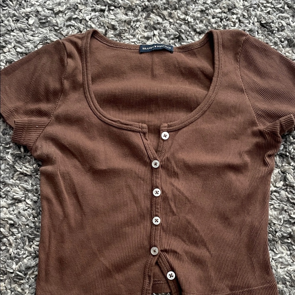 Brandy Melville Chocolate Button-Down Shirt